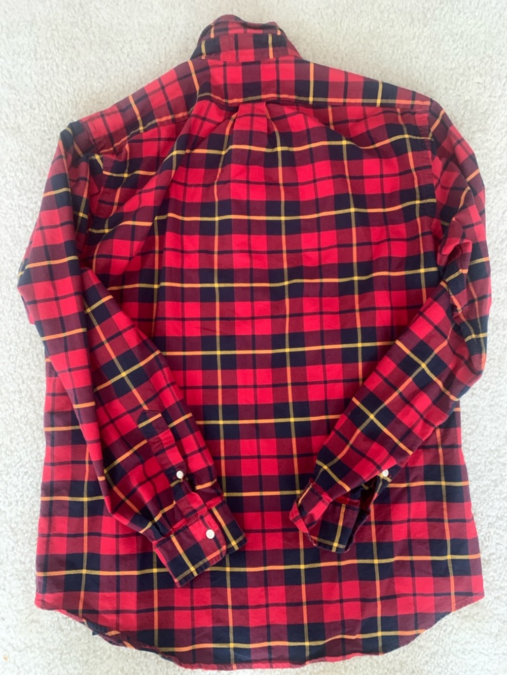 Men's Red Plaid Button-Up Shirt - Picture 7 of 9